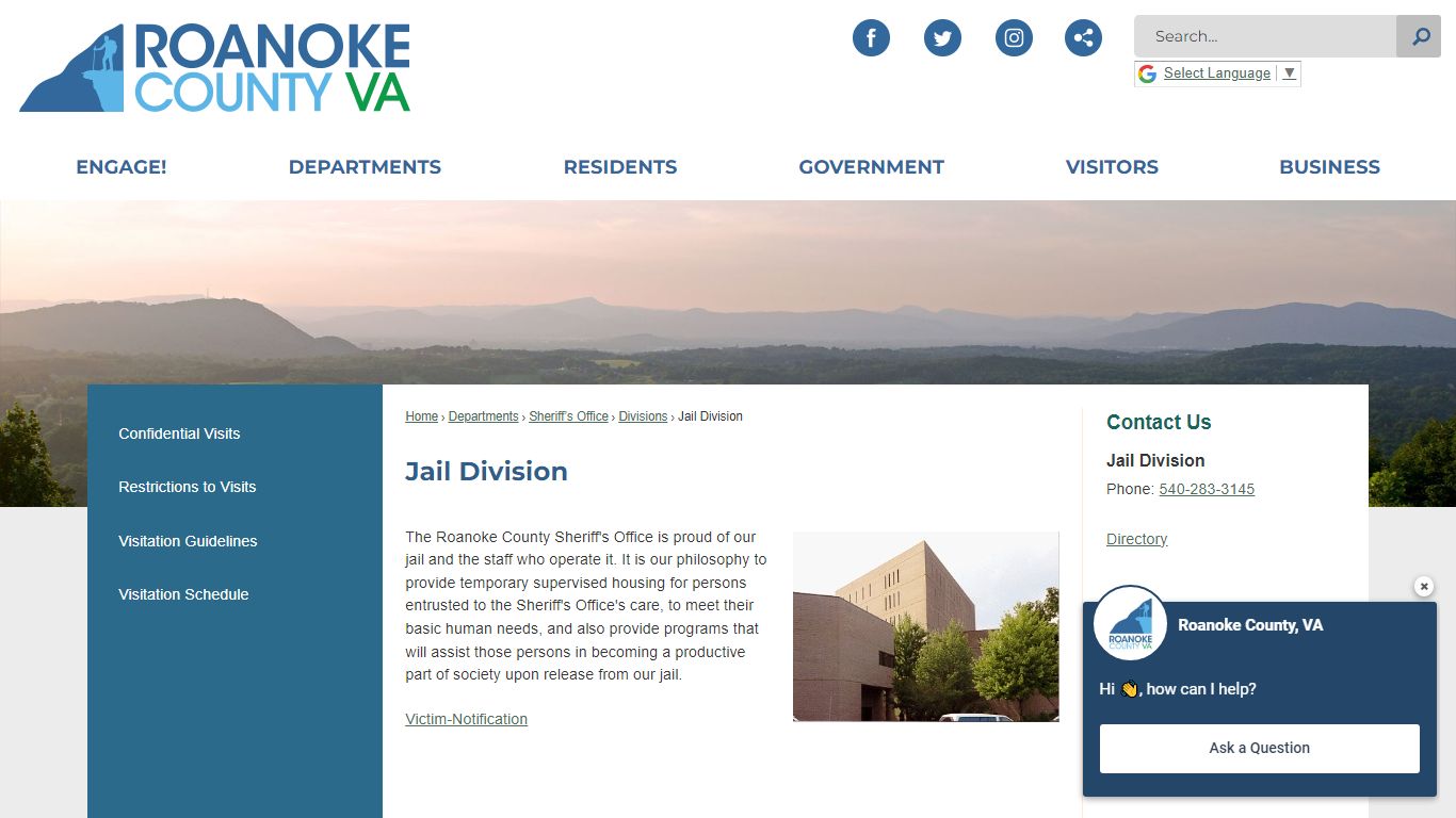 Jail Division | Roanoke County, VA - Official Website