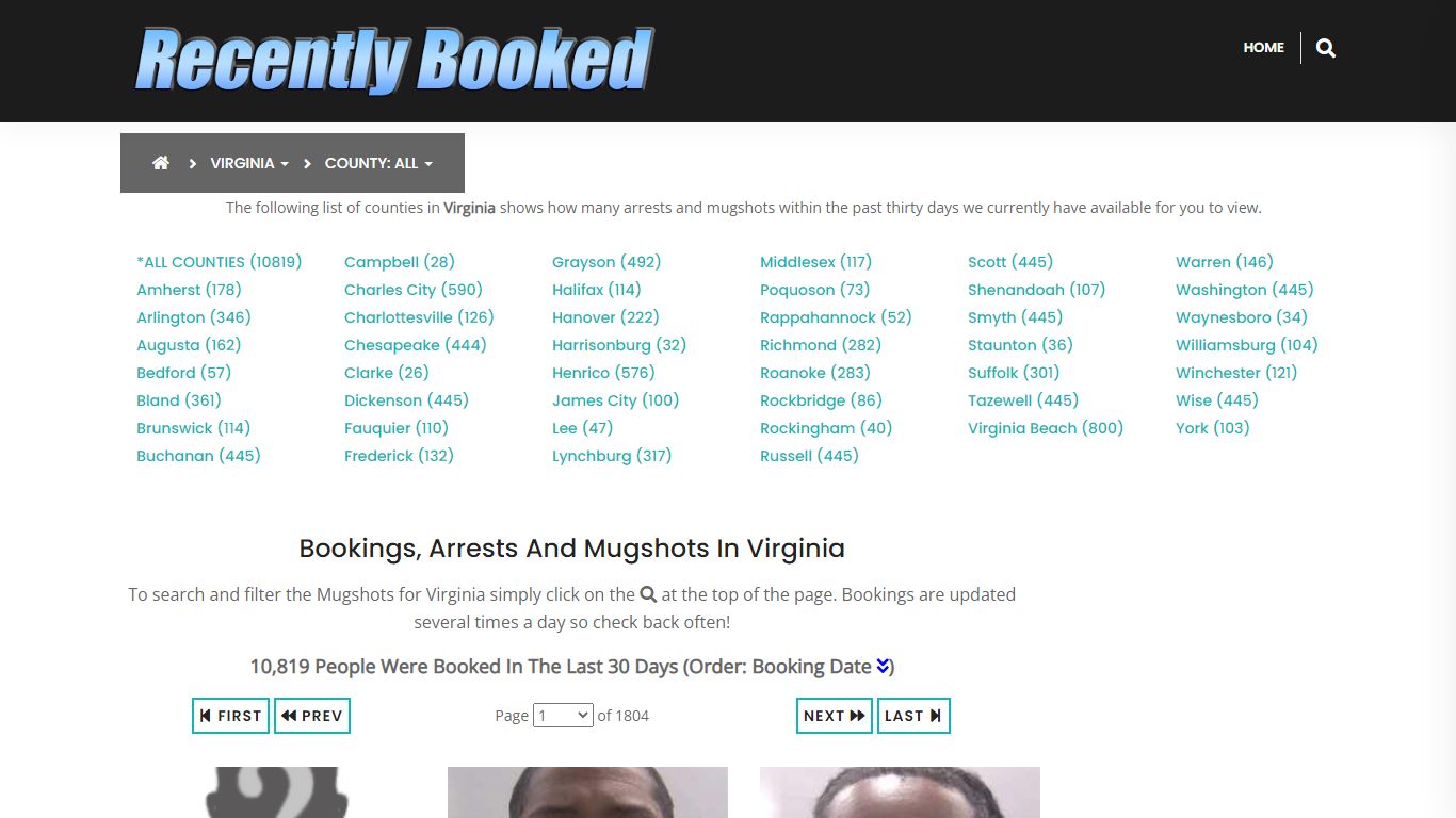 Recent bookings, Arrests, Mugshots in Virginia - Recently Booked